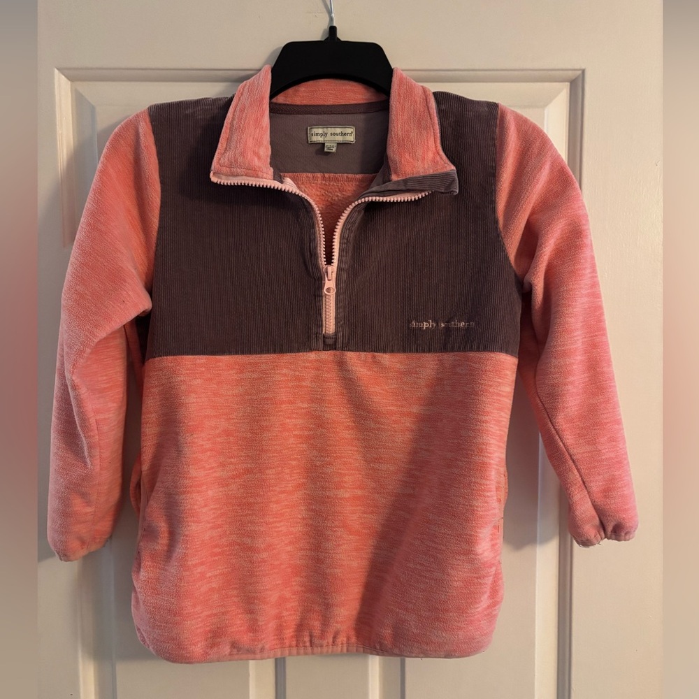 Simply Southern Coral and Charcoal Girls’ Pullover
